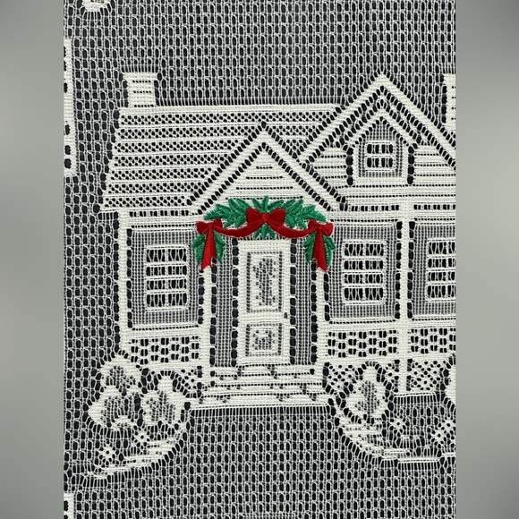 Lace Wall Hanging Bless This Home 29 in X 13 in Ecru Embroidered Garland Vintage - Picture 6 of 7